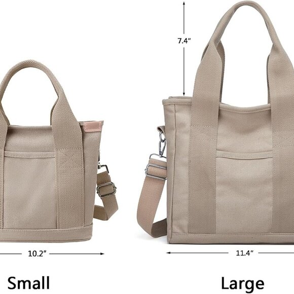 Small Tote Bag with Zipper Tote Bag for Women Canvas Crossbody Bag Shoulder Bag - Picture 2 of 7